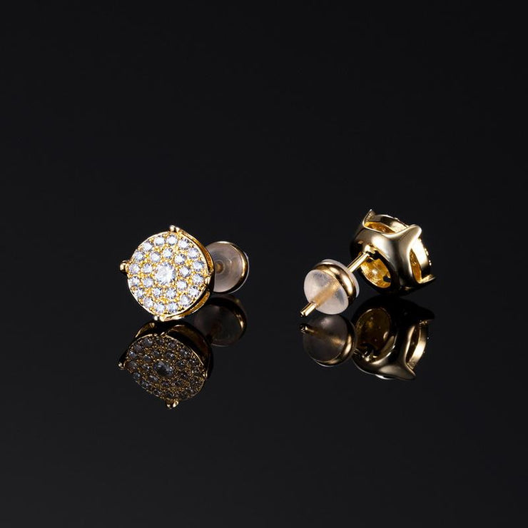 Pack White / Yellow Gold Cluster Round Earrings
