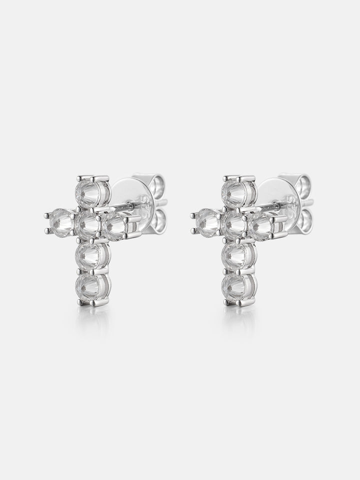 Moissanite Reverse Set Cross Studs Earrings