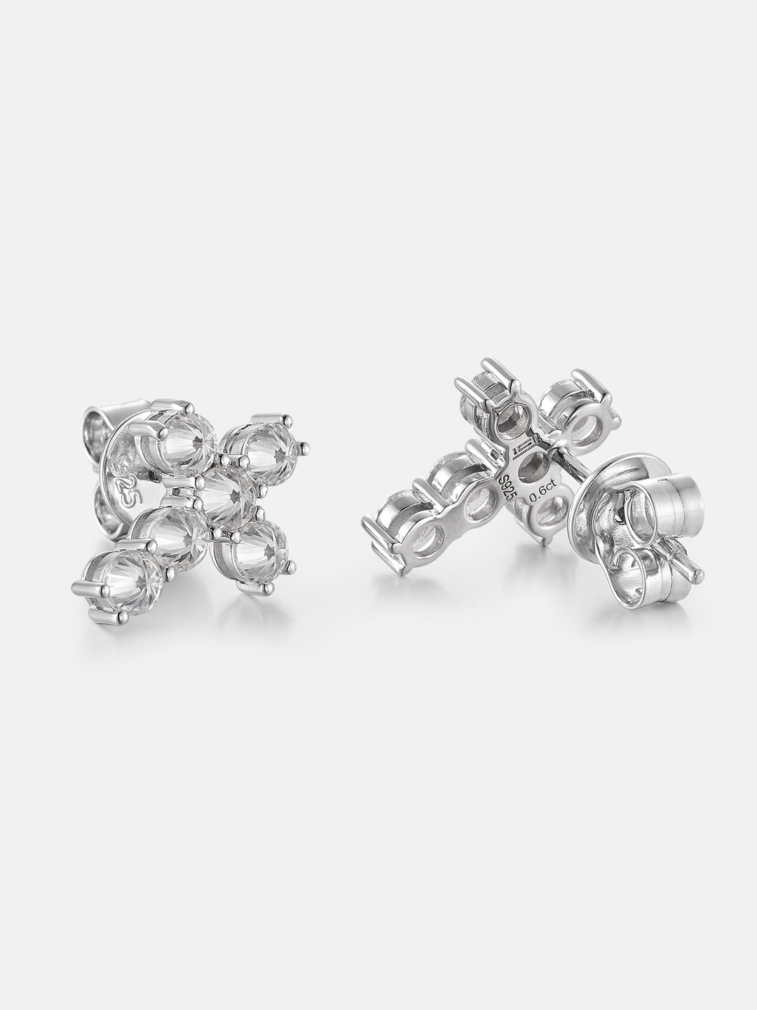 Moissanite Reverse Set Cross Studs Earrings