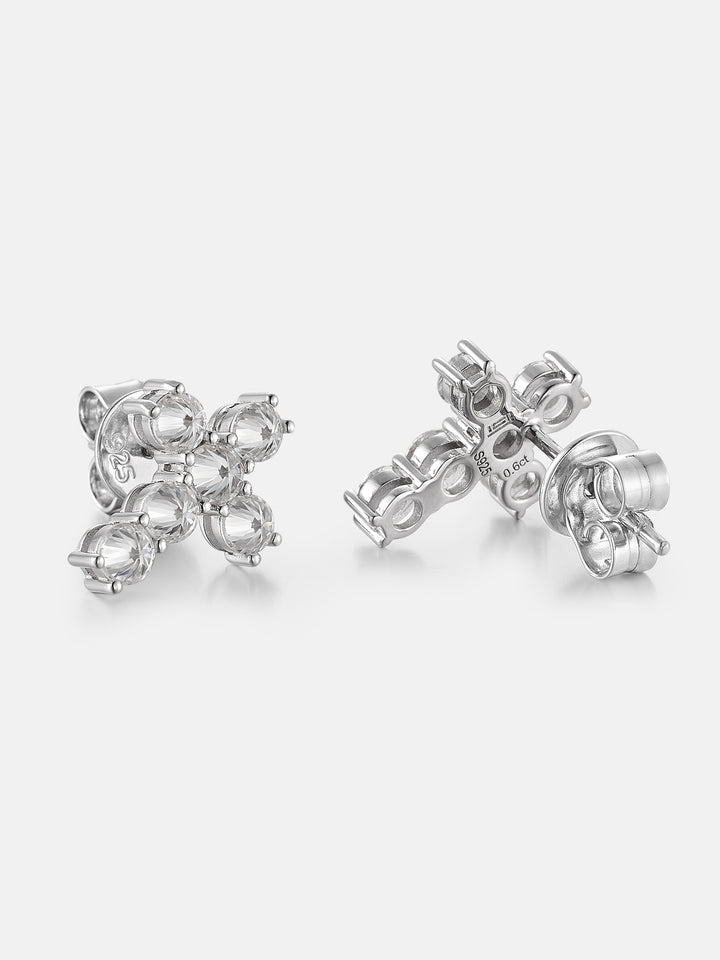 Moissanite Reverse Set Cross Studs Earrings