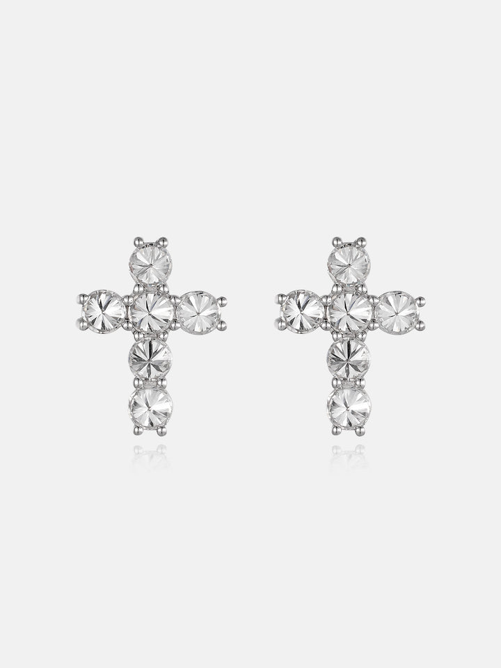 Moissanite Reverse Set Cross Studs Earrings