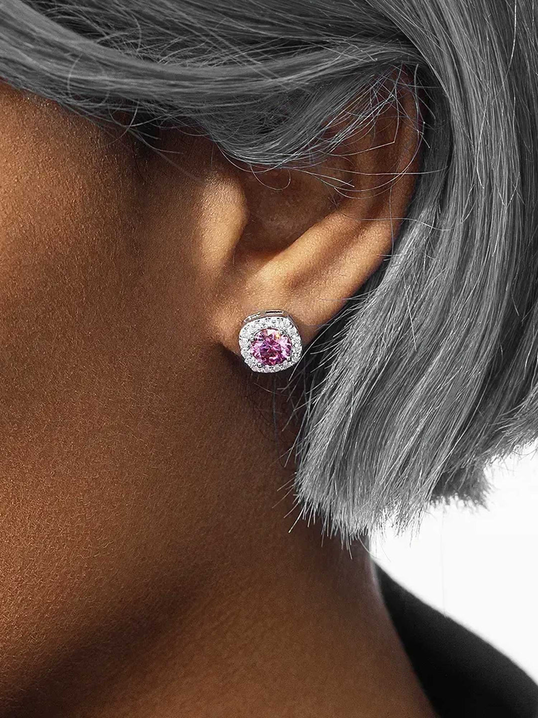 925 Sterling Silver Pink Moissanite Square Stud Earrings - 3.4 Carat Total
