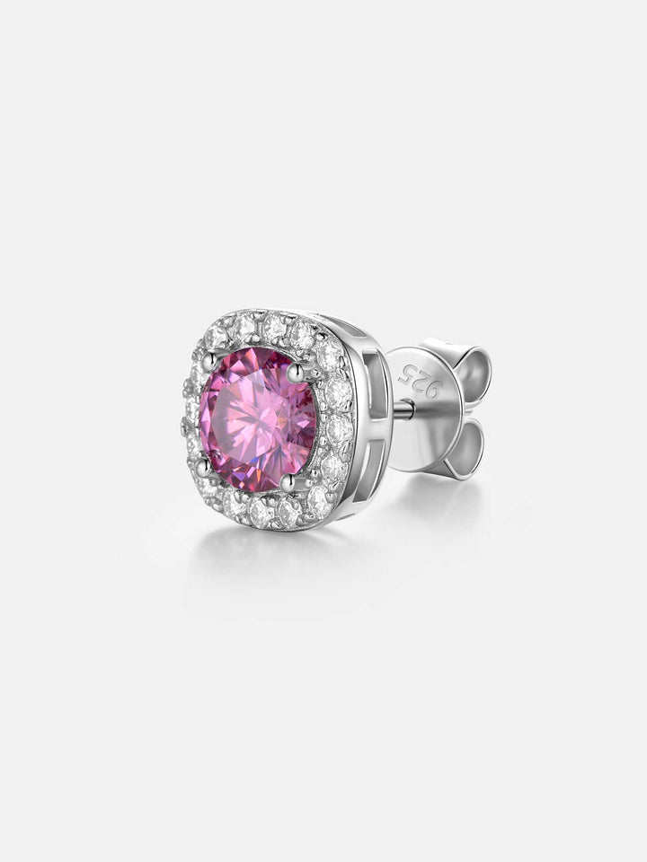 925 Sterling Silver Pink Moissanite Square Stud Earrings - 3.4 Carat Total