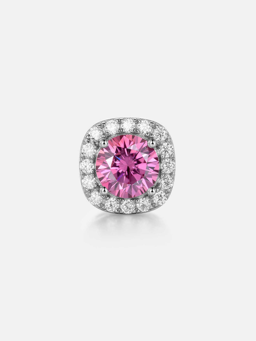 925 Sterling Silver Pink Moissanite Square Stud Earrings - 3.4 Carat Total