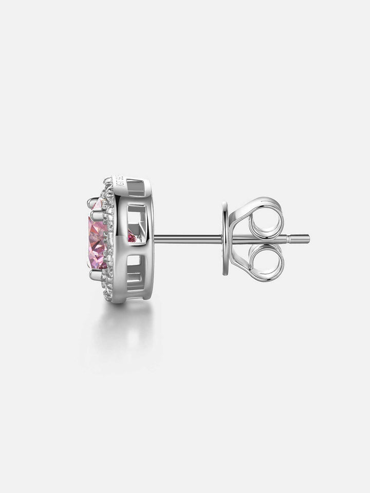 925 Sterling Silver Pink Moissanite Square Stud Earrings - 3.4 Carat Total