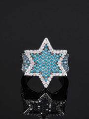 Iced Star Of David Ring