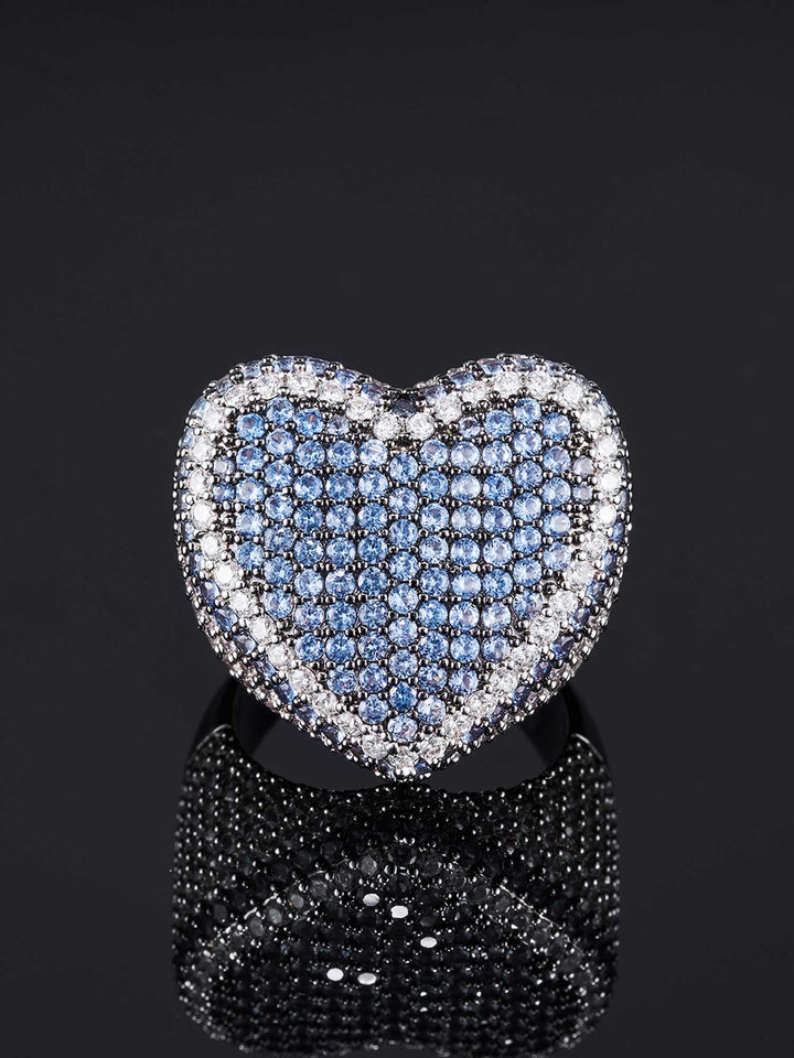 Iced Heart Shape Ring