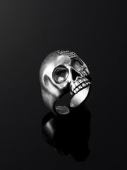 Sacred Cross Skull Ring in White Gold