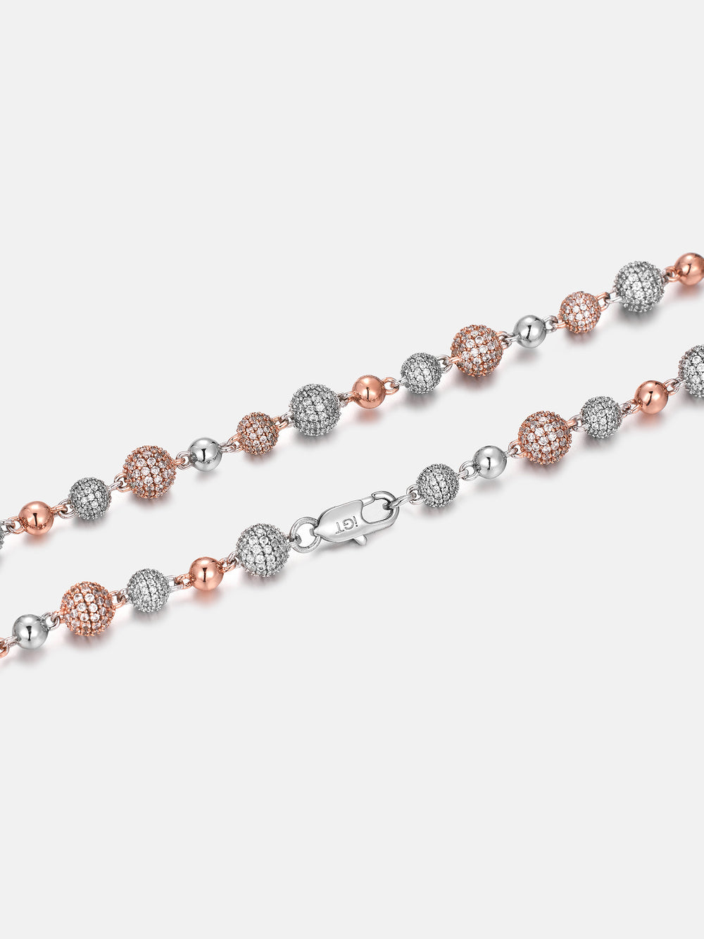 Moissanite Two Tone Iced Ball Chain Or Bracelet