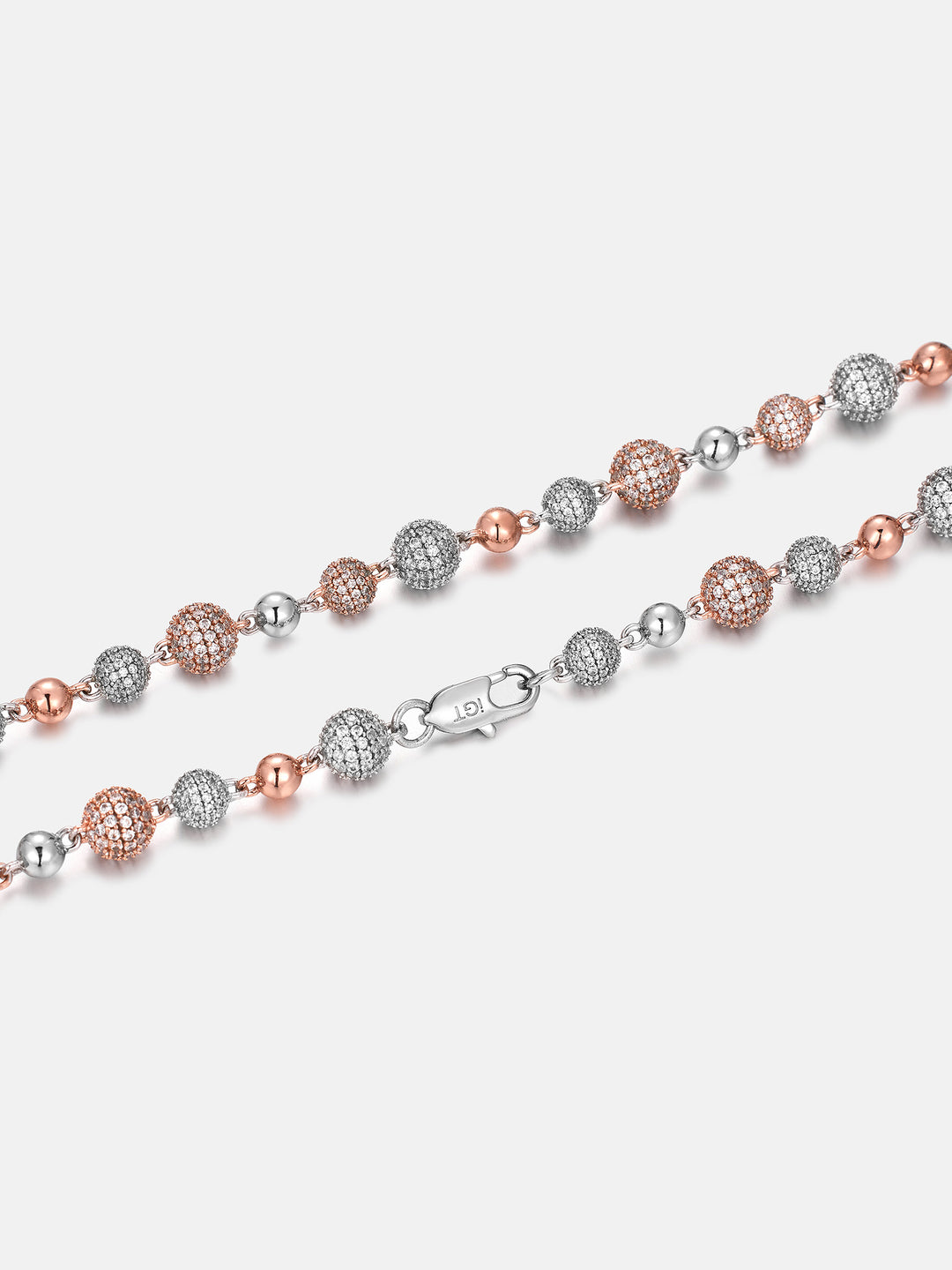 Moissanite Two Tone Iced Ball Chain Or Bracelet