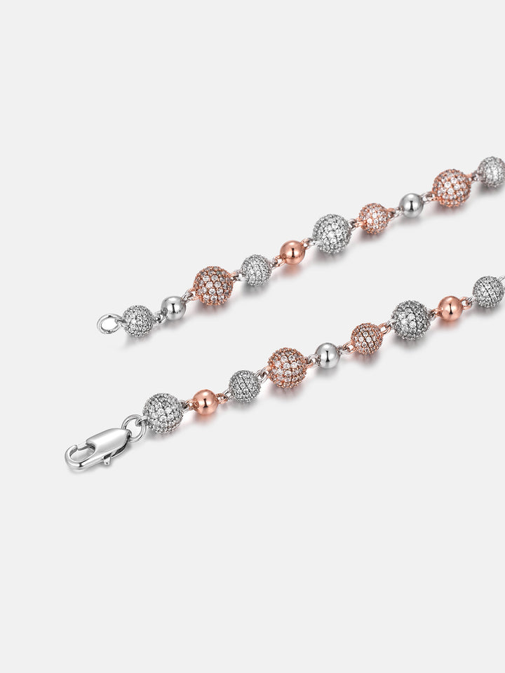 Moissanite Two Tone Iced Ball Chain Or Bracelet