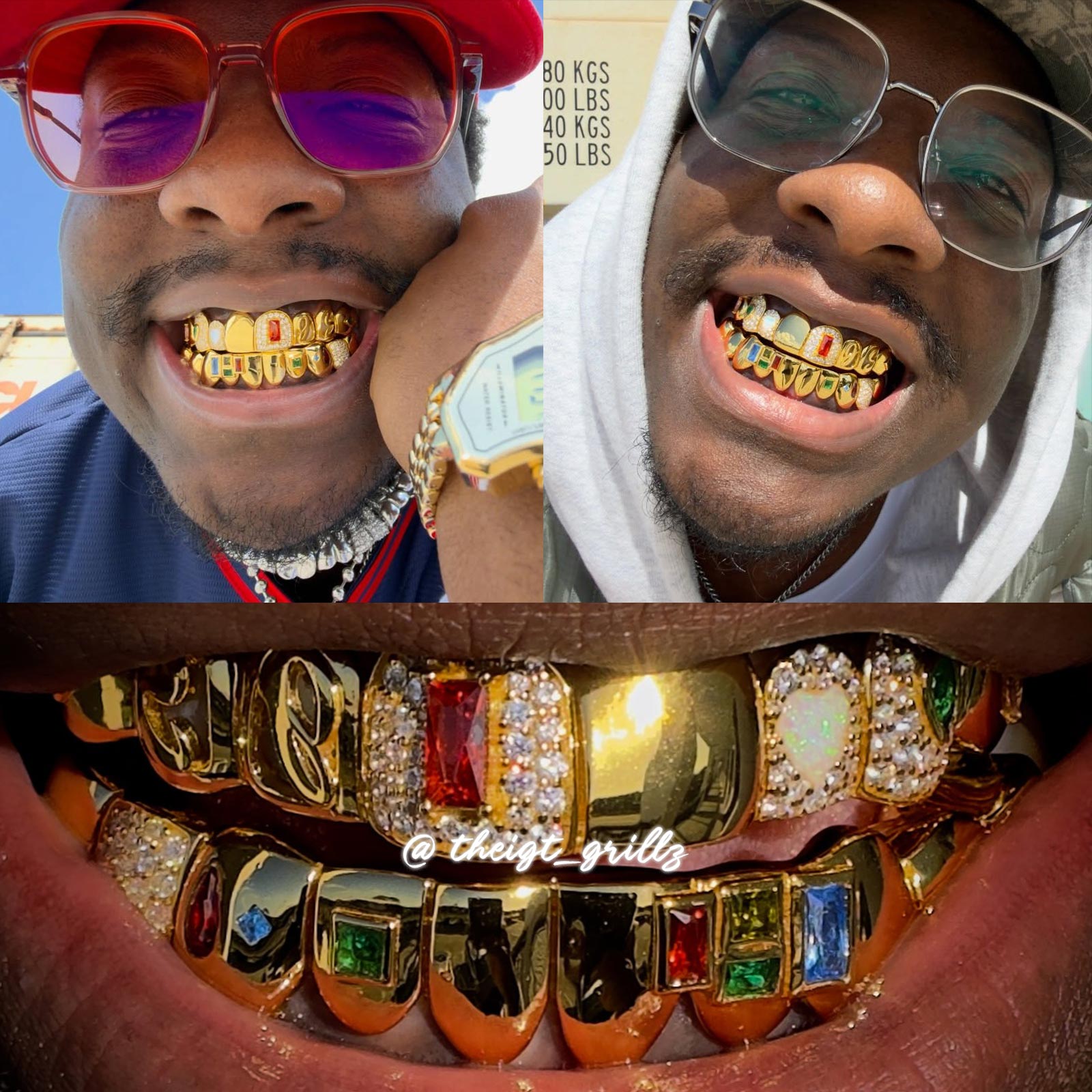 アフロ！X-LARGE×GRILLZ 10k VVs Lab Grown Diamonds Iced Out Grillz - DQ1004 – Gold Teeth