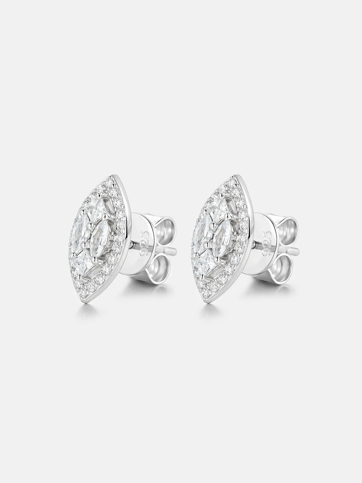 Marquise-Shape Princess Mixed-Cut Moissanite Studs