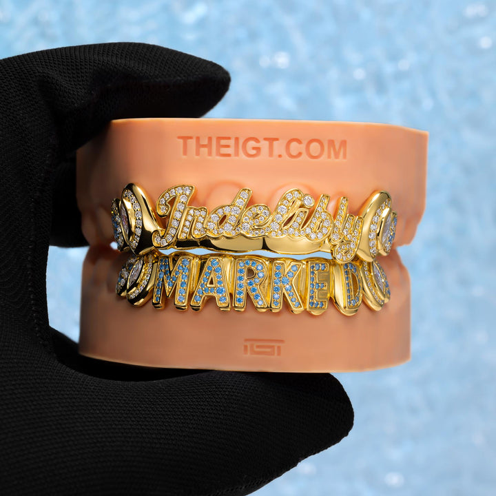 Marquise Blue Gem Iced Letter Grillz