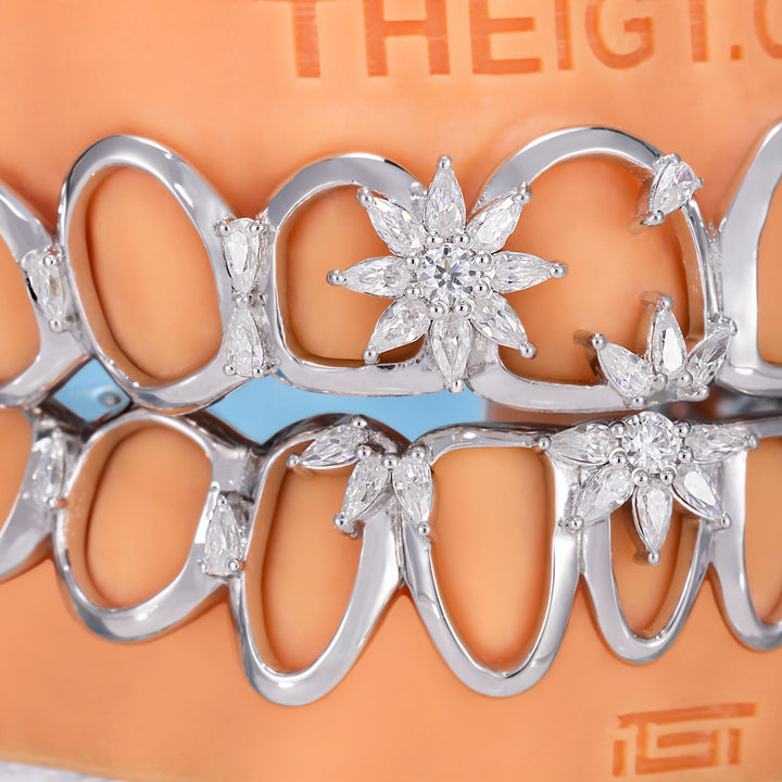 Marquise Flower Open Face Moissanite Grillz - ICEGIANT