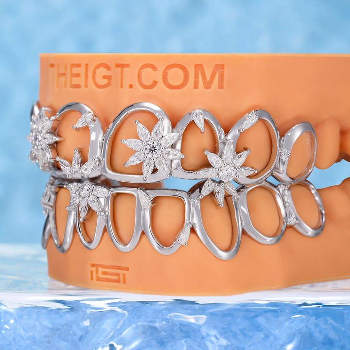 Marquise Flower Open Face Moissanite Grillz - ICEGIANT