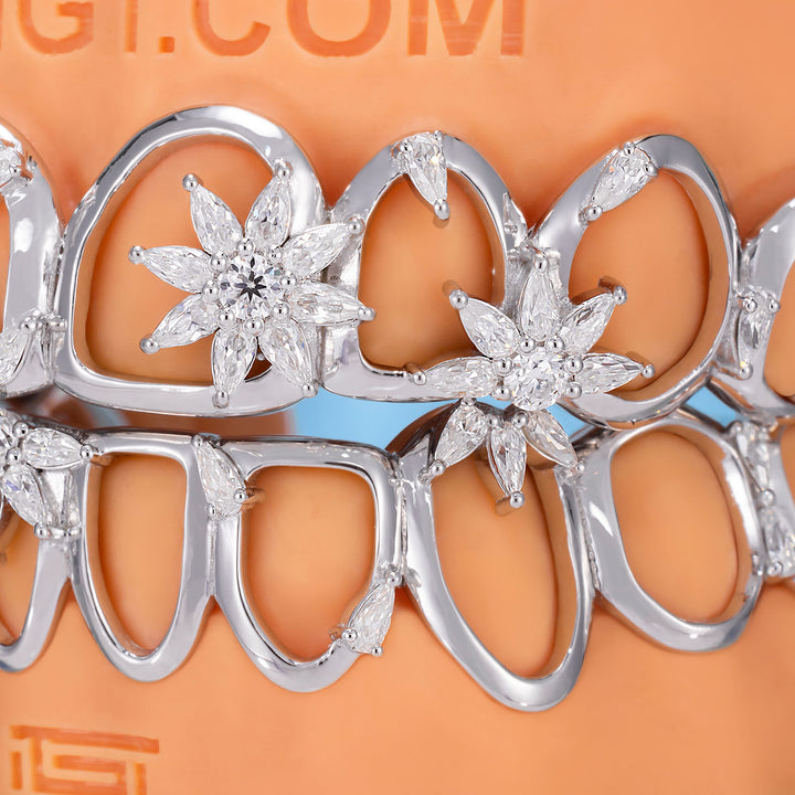 Marquise Flower Open Face Moissanite Grillz - ICEGIANT