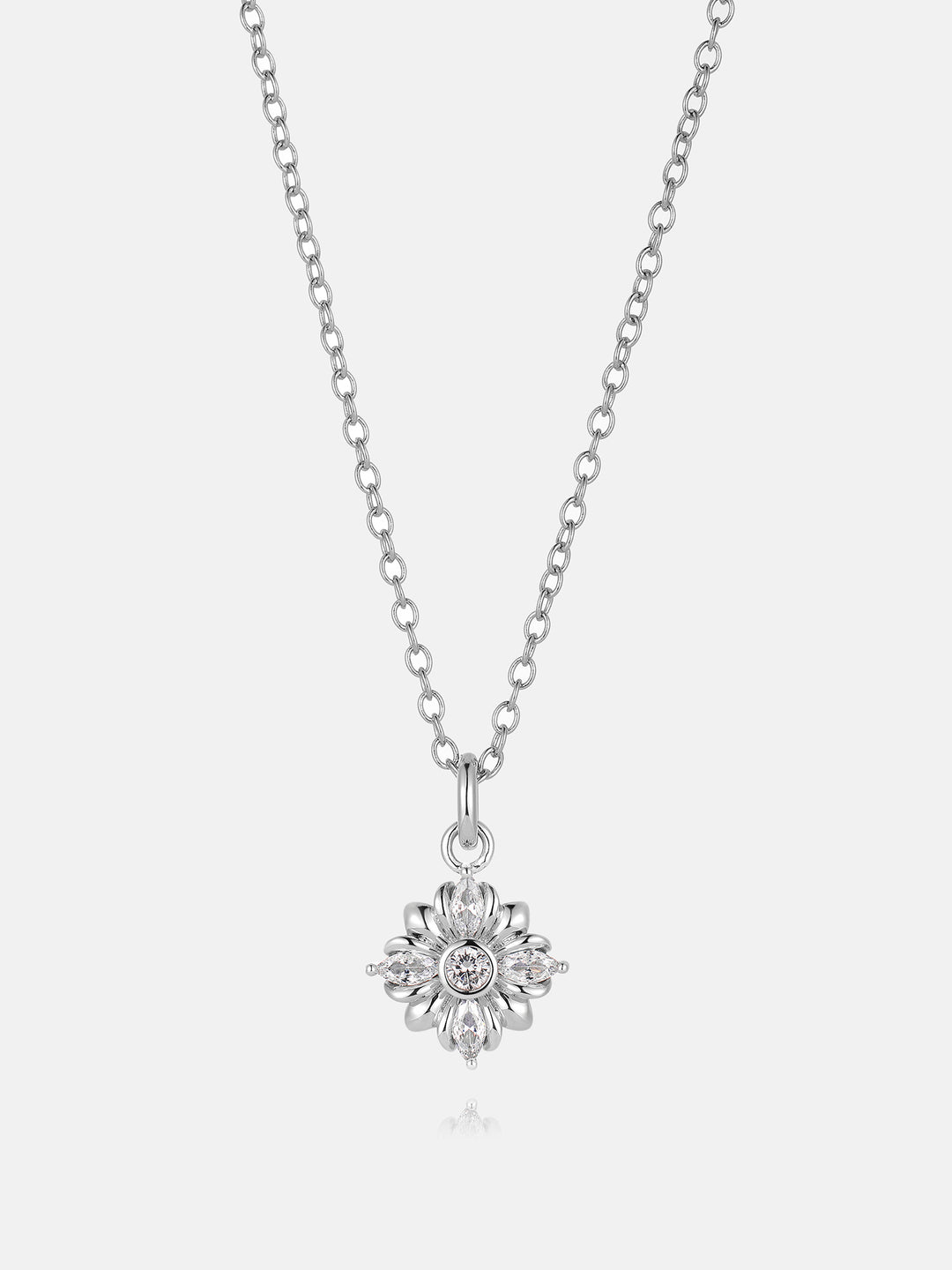 Marquise Moissanite Floral Cross Pendant
