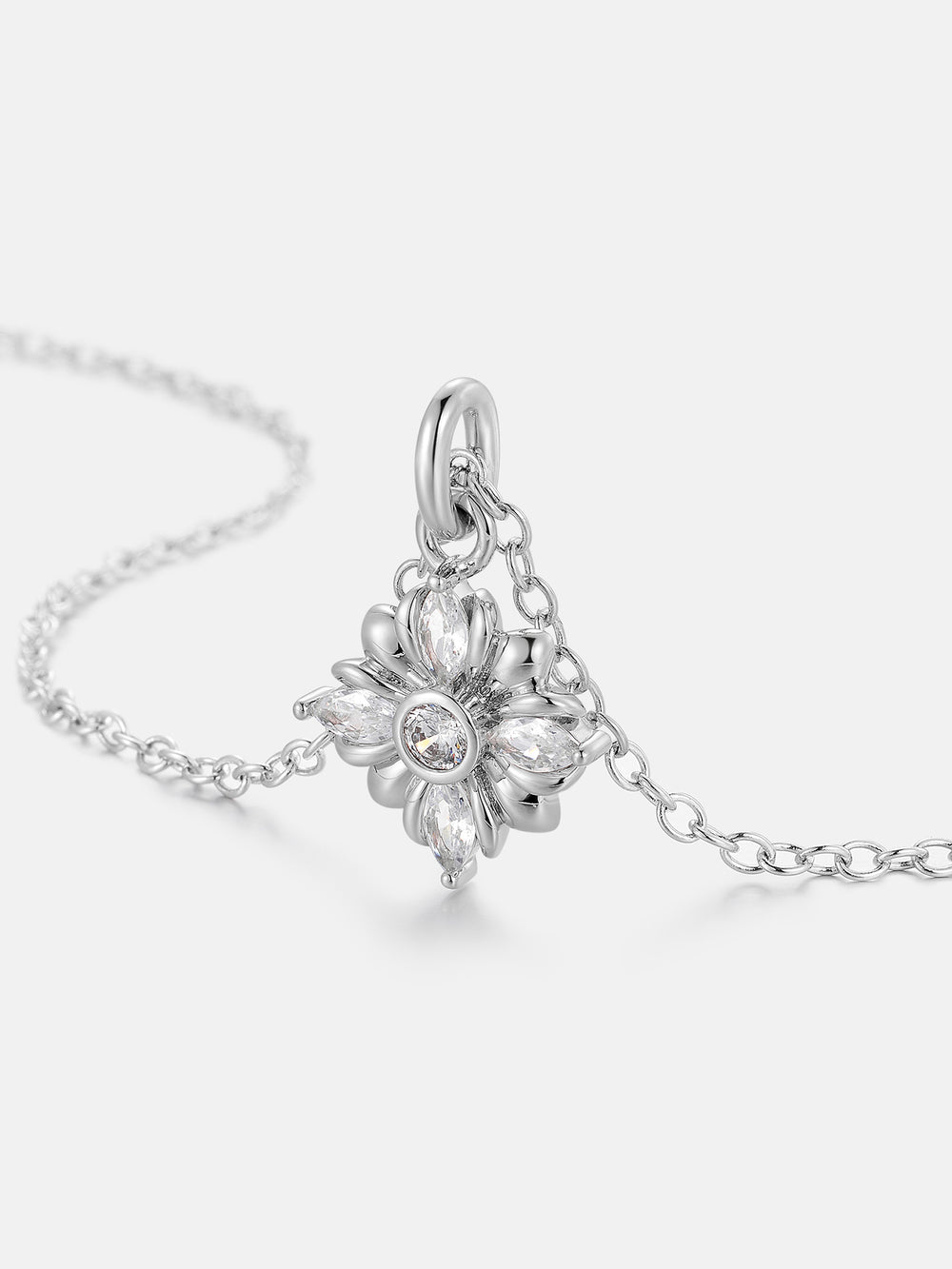 Marquise Moissanite Floral Cross Pendant