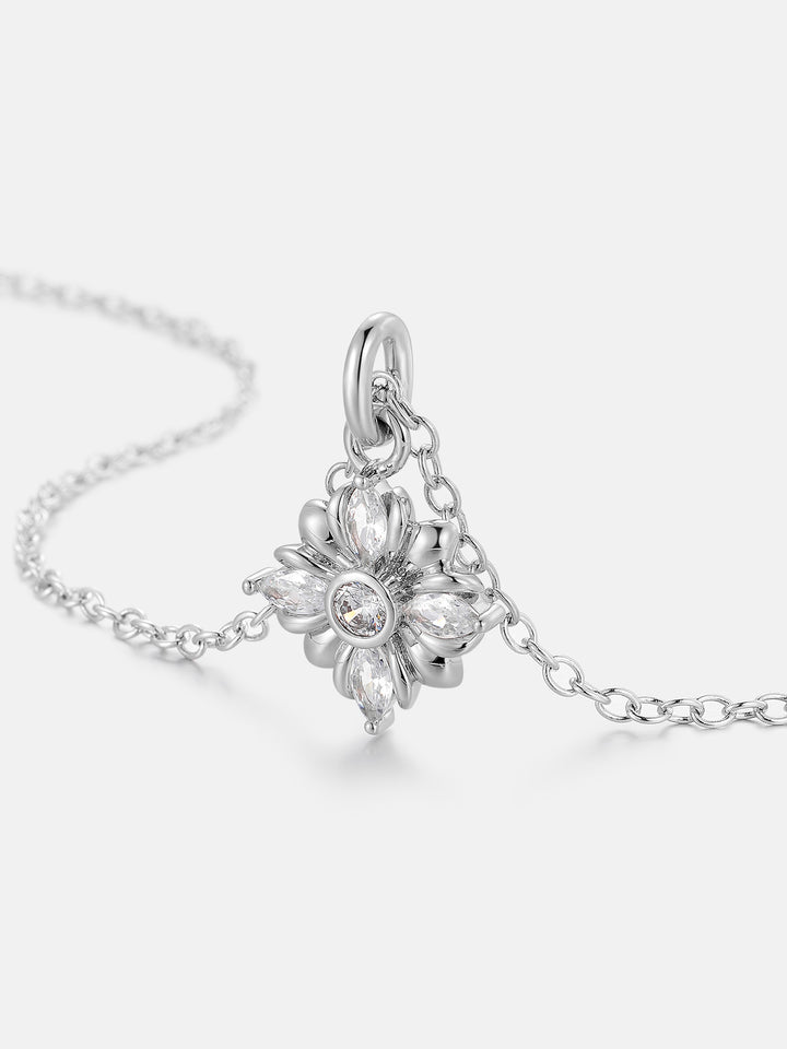 Marquise Moissanite Floral Cross Pendant