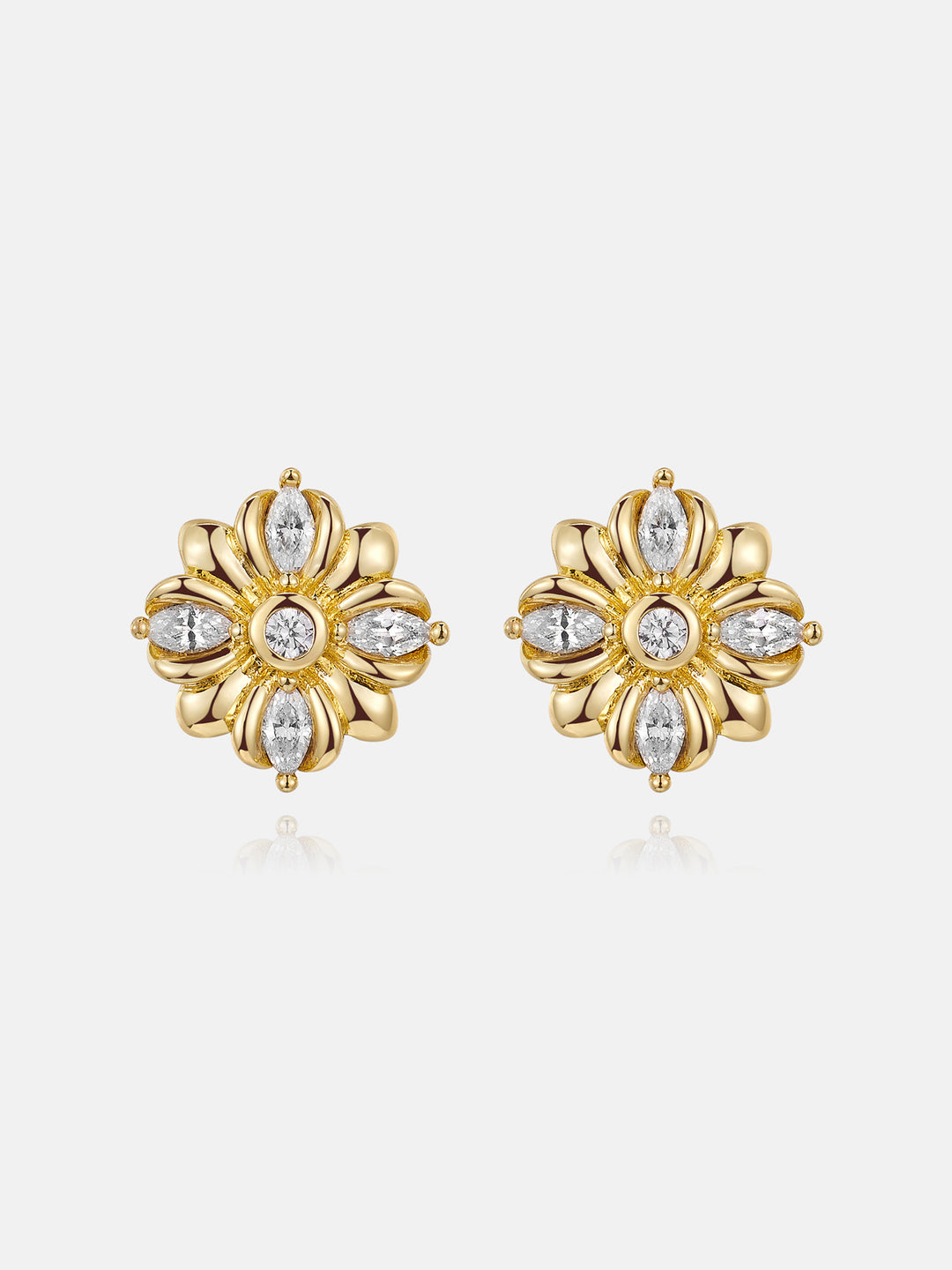 Marquise Moissanite Floral Earrings