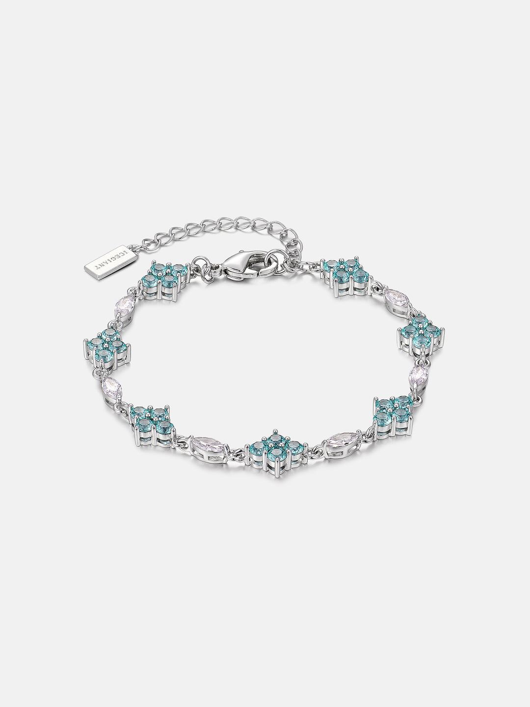 Marquise & Blue Moissanite Four Leaf Clover Bracelet