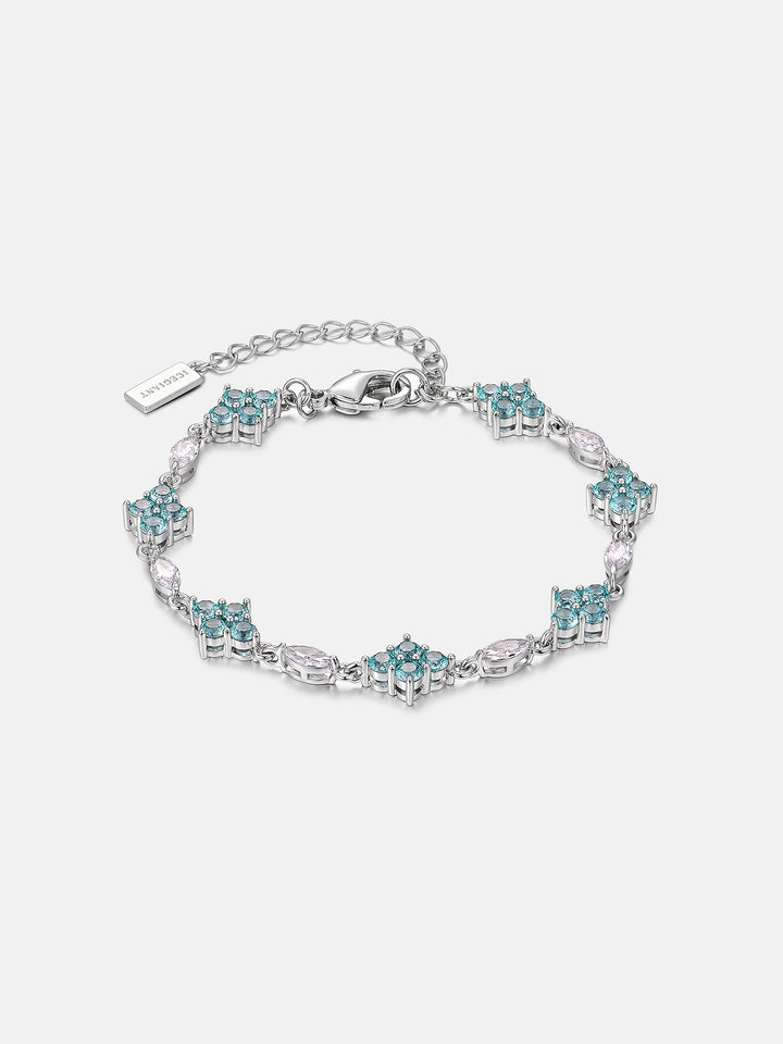 Marquise & Blue Moissanite Four Leaf Clover Bracelet
