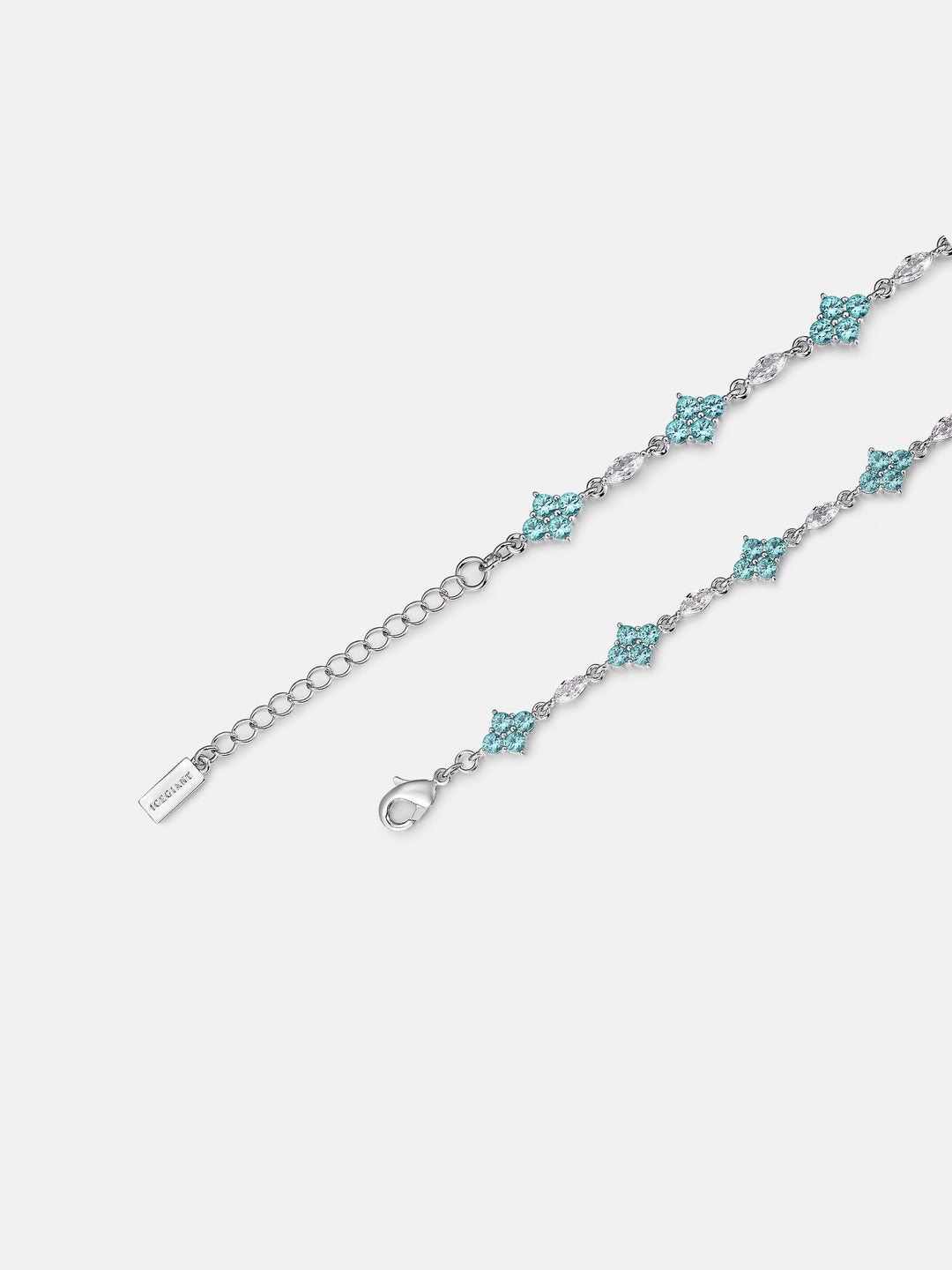 Marquise & Blue Moissanite Four Leaf Clover Bracelet