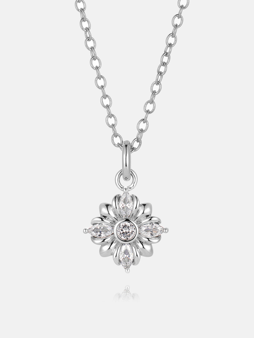 Marquise Moissanite Floral Cross Necklace