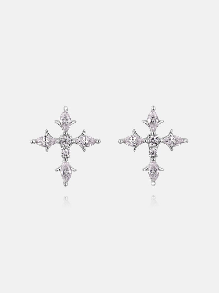 Marquise & Round Cut Moissanite Cross Stud Earrings