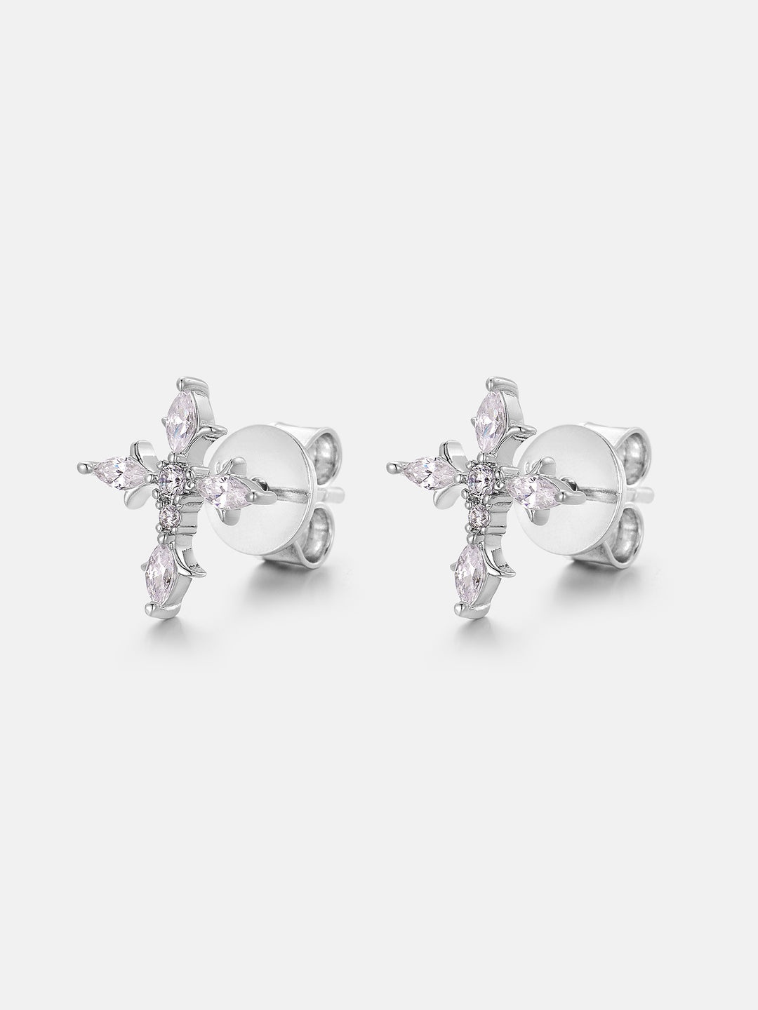 Marquise & Round Cut Moissanite Cross Stud Earrings