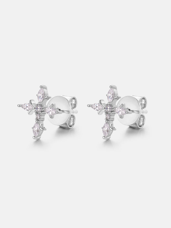 Marquise & Round Cut Moissanite Cross Stud Earrings