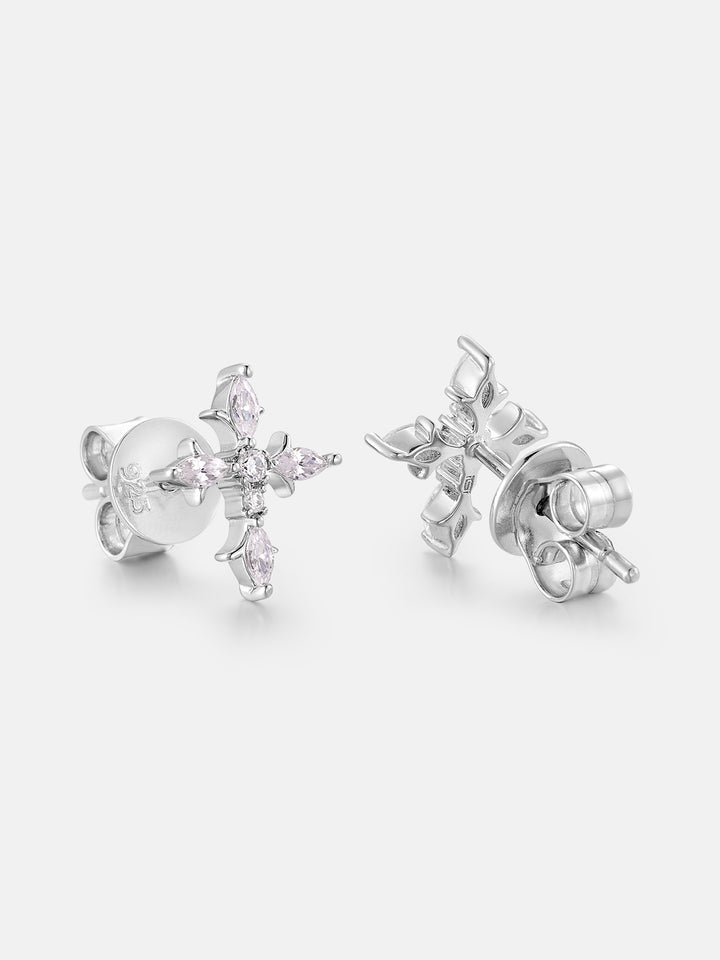 Marquise & Round Cut Moissanite Cross Stud Earrings