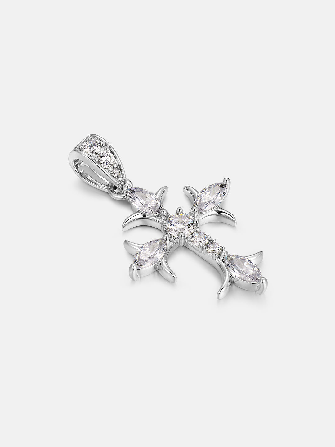 Marquise & Round Cut Moissanite Fleury Cross Pendant