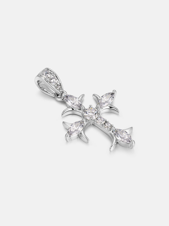 Marquise & Round Cut Moissanite Fleury Cross Pendant