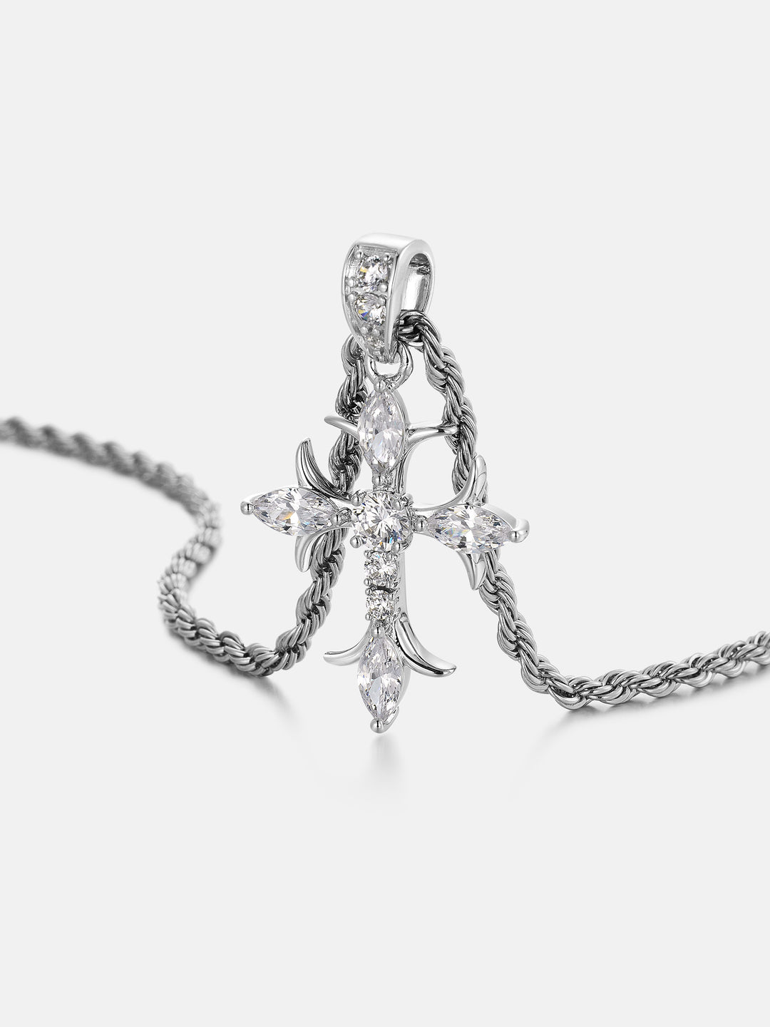 Marquise & Round Cut Moissanite Fleury Cross Pendant