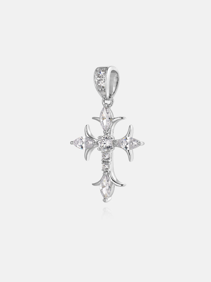 Marquise & Round Cut Moissanite Fleury Cross Pendant