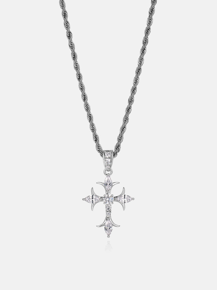 Marquise & Round Cut Moissanite Fleury Cross Pendant