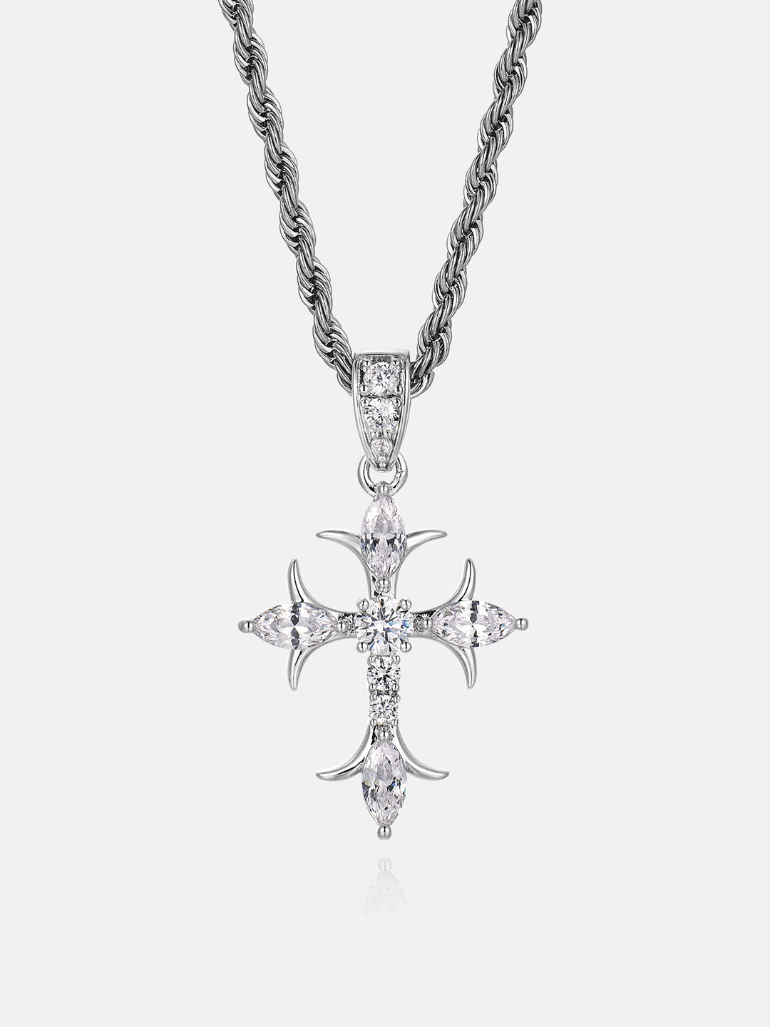 Marquise & Round Cut Moissanite Fleury Cross Pendant