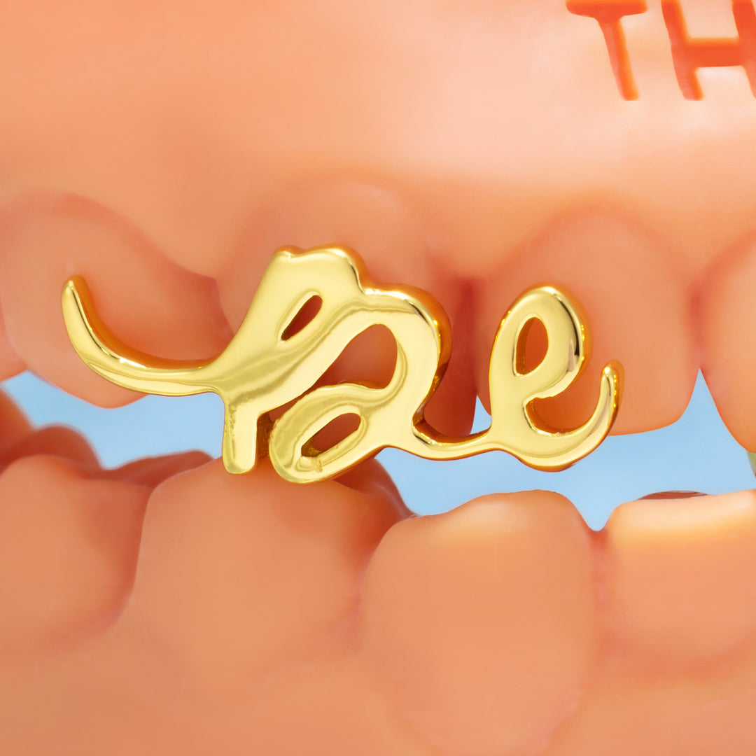 Matching Gold Letter Grillz 'You're Mine'