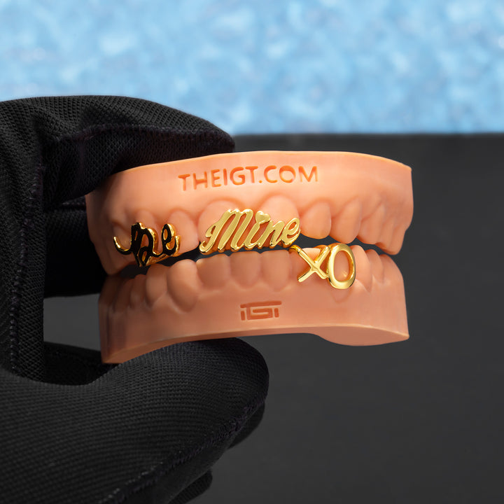Matching Gold Letter Grillz 'You're Mine'