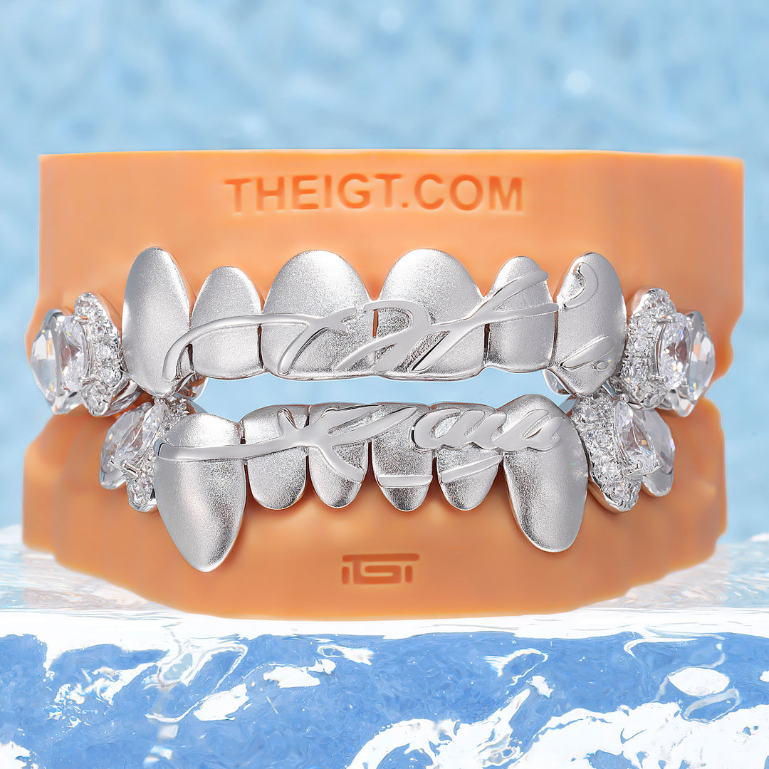 Matte Rose Cut Iced Out Champagne Grillz - ICEGIANT