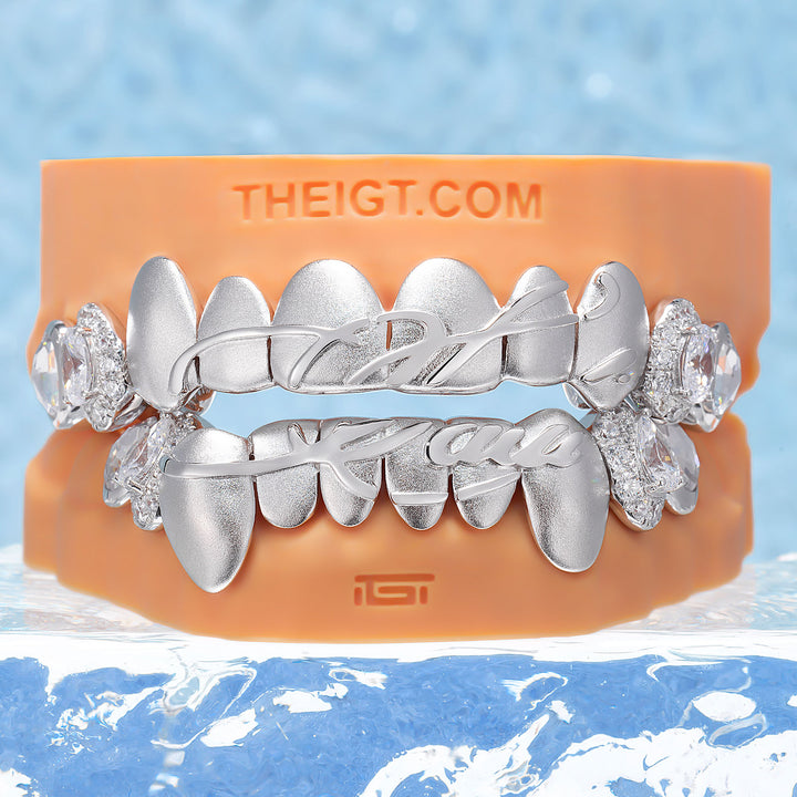 Matte Rose Cut Iced Out Champagne Grillz - ICEGIANT