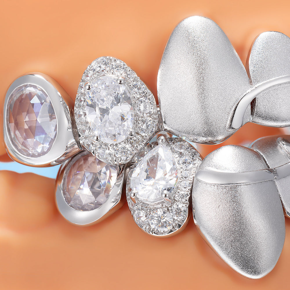 Matte Rose Cut Iced Out Champagne Grillz - ICEGIANT