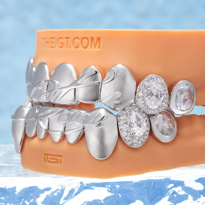 Matte Rose Cut Iced Out Champagne Grillz - ICEGIANT