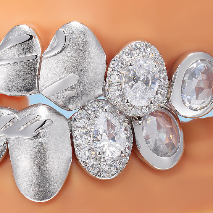 Matte Rose Cut Iced Out Champagne Grillz - ICEGIANT