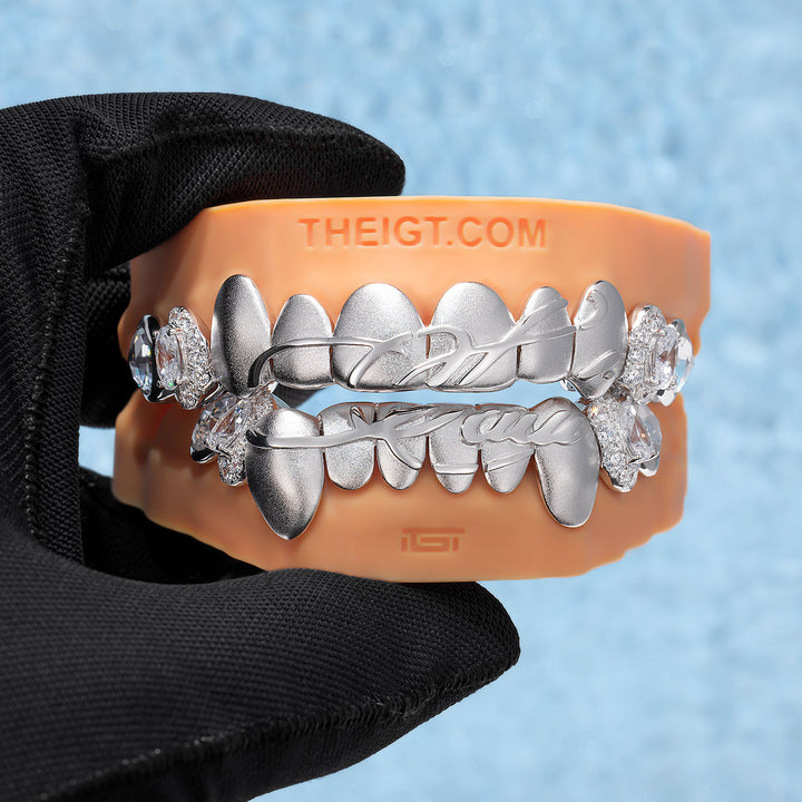 Matte Rose Cut Iced Out Champagne Grillz - ICEGIANT