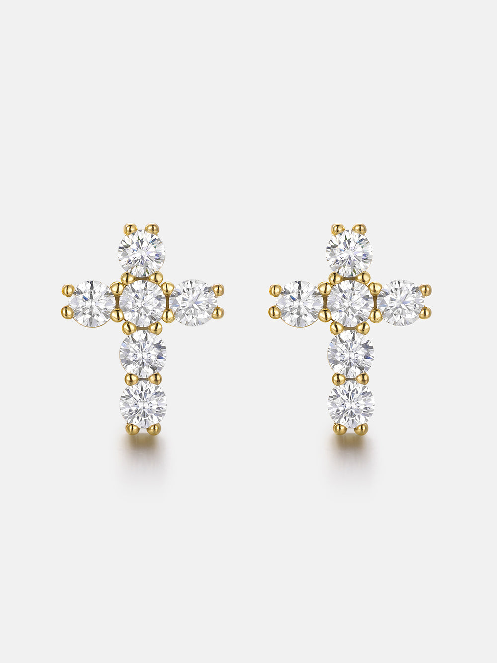 Micro Cross Moissanite Stud Earring