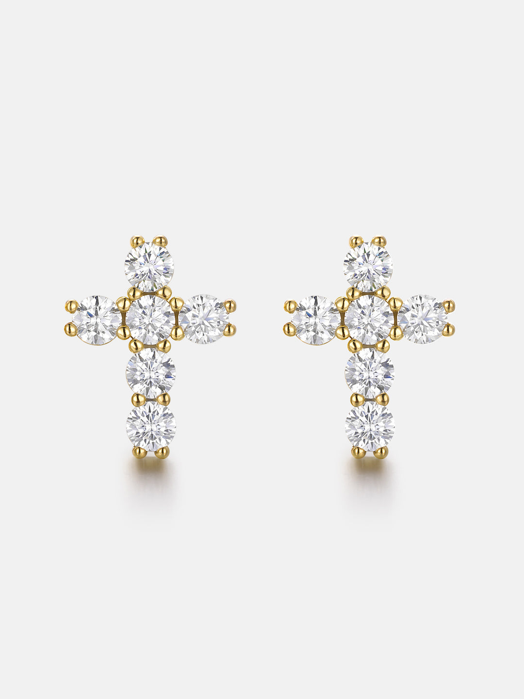 Micro Cross Moissanite Stud Earring