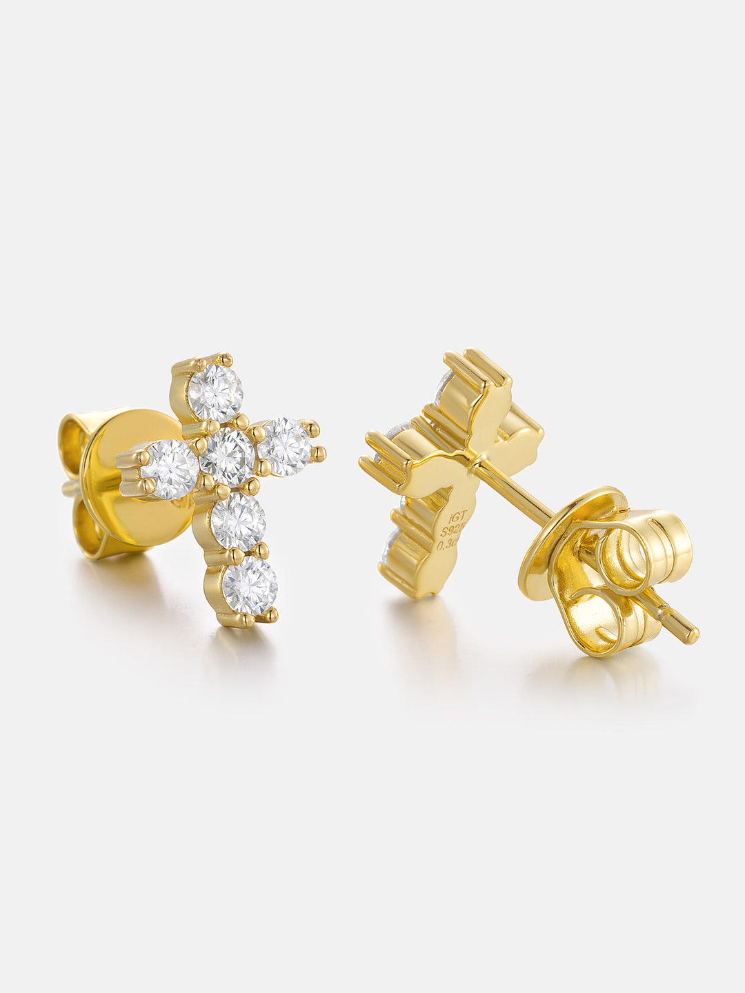 Micro Cross Moissanite Stud Earring